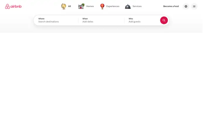 Airbnb — desktop interface