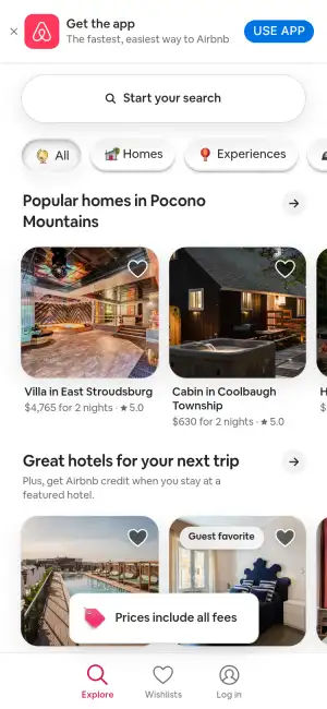 Airbnb — mobile interface