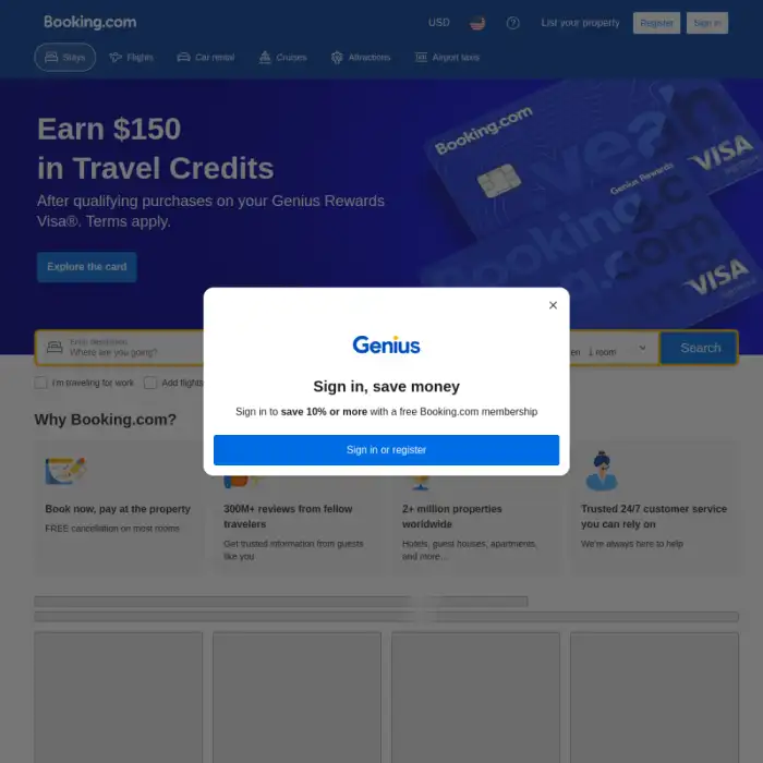 Booking.com — desktop interface