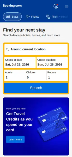 Booking.com — mobile interface