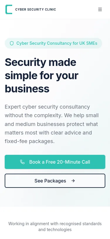 Cyber Security Clinic mobile interface
