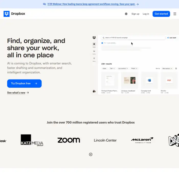 Dropbox — desktop interface