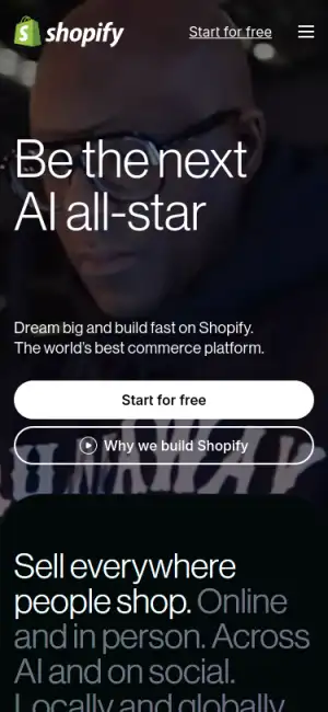 Shopify — mobile interface