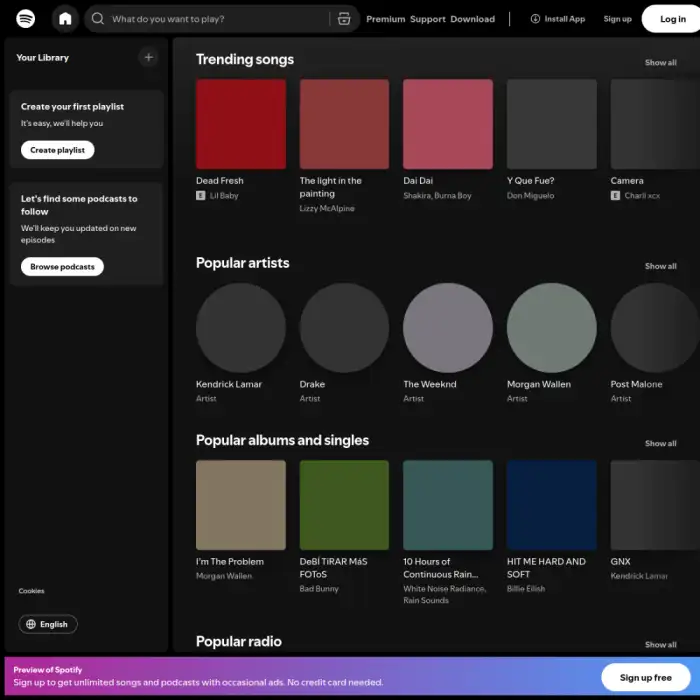 Spotify — desktop interface