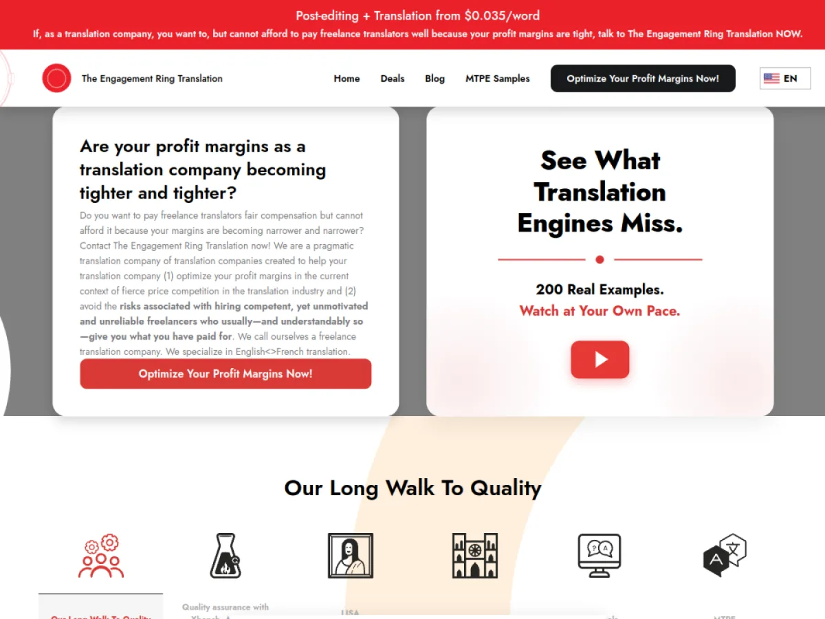 The Engagement Ring Translation desktop interface