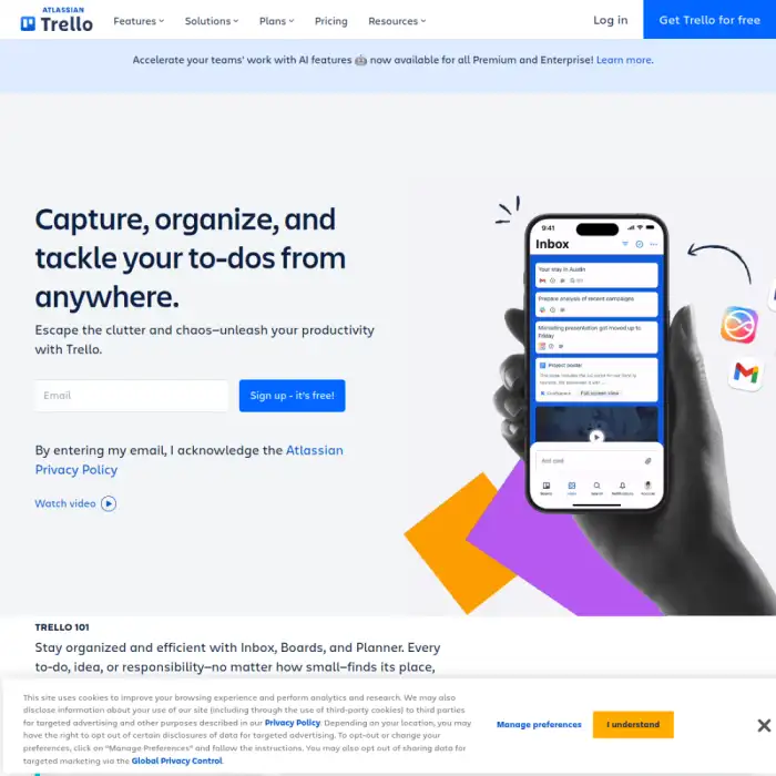 Trello — desktop interface