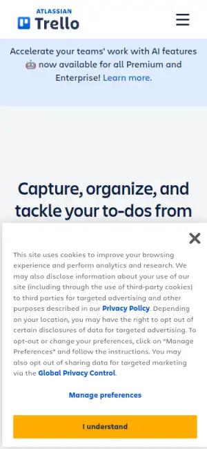 Trello — mobile interface